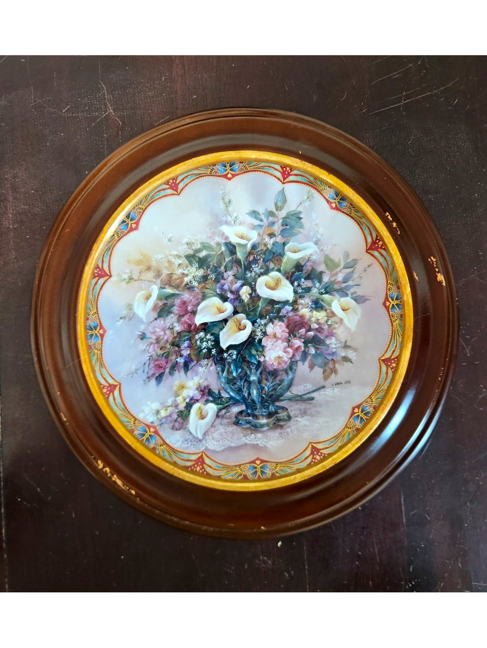 W.S. George Lena Liu Miniature Mermaids Porcelain Plate 22K Gold W/ Frame 1994
